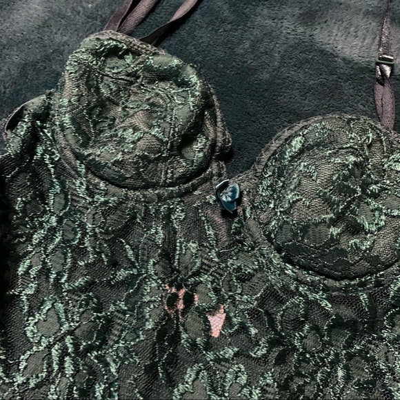 Vintage Emerald Green Bustier Bodysuit - Picture 2 of 3